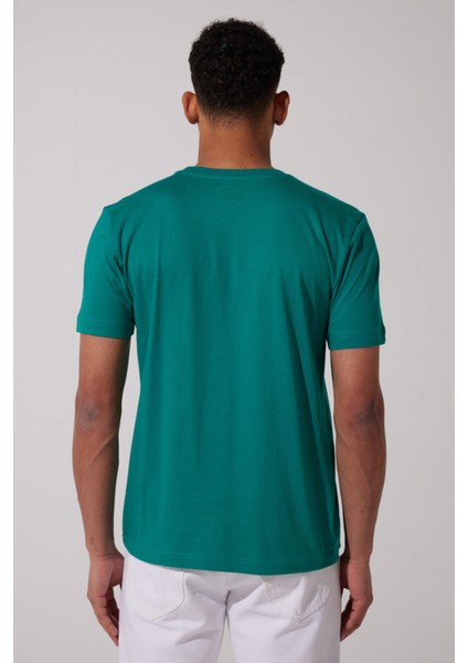 Regular Fit Normal Kesim %100 Pamuk Bisiklet Yaka Somon Tişört
