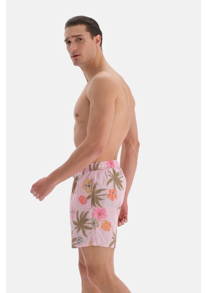 Pembe Çizgili Çiçek Des. Orta Şort modelleri