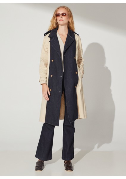Bej - Lacivert Kadın Pardösü PANINO fiyatları