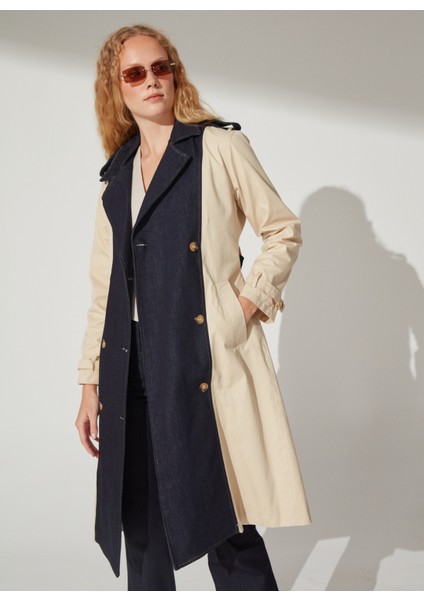 Bej - Lacivert Kadın Pardösü PANINO modelleri