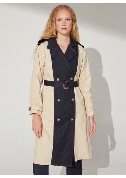 Bej - Lacivert Kadın Pardösü PANINO indirimleri