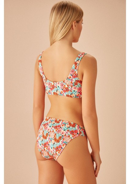 Yanı Pileli Dokulu Bikini Alt
