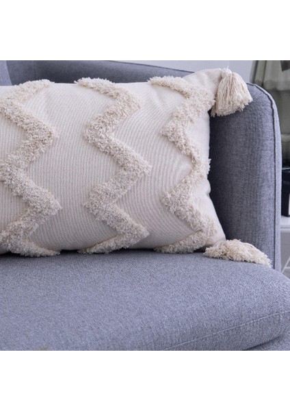 Yumuşak Katı Atma Yastığı Kapak Püskülleri Saçak Boho Yastık (Yurt Dışından)