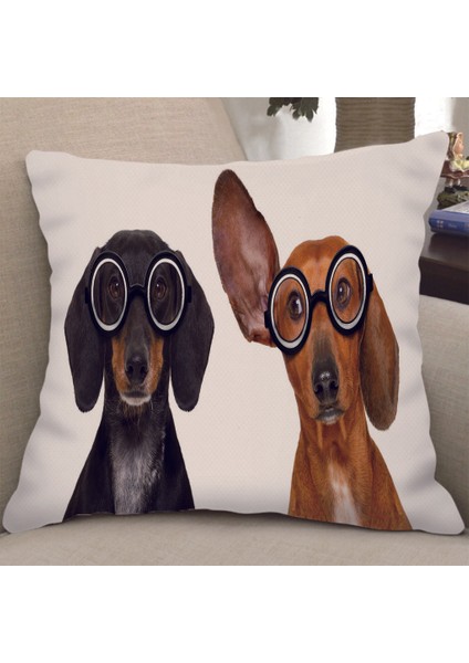 Kadife Köpek Sanatları Giyen Gözlük Ev Dekoratif Yastık Kılıfı Yastık Kapağı Yastık Kılıfı Sham Cover - Köpek, 50CM Köpek 50CM (Yurt Dışından) indirimleri