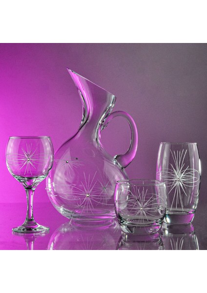 Pudgy 19 Parça Bardak Çeyiz Seti Ördek Karaflı Mira Desenli