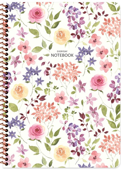A4 Kareli Defter Çiçek - Beyaz
