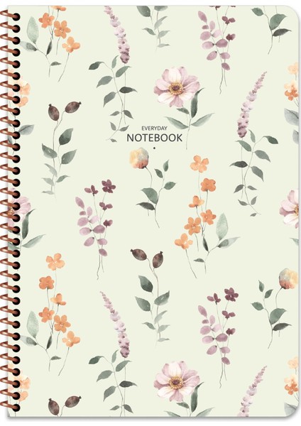 A4 Kareli Defter Çiçek - Krem