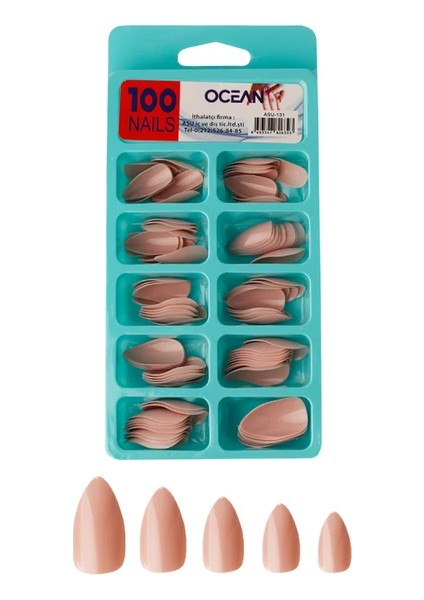 Ocean Takma Tırnak 100'lü Kutulu Badem Protez Tırnak 131