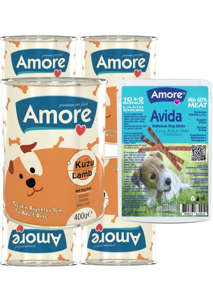 Kuzu Parça Etli Köpek Konservesi 5li, Avida Lamb Sticks Ödül Çubukları 12’li