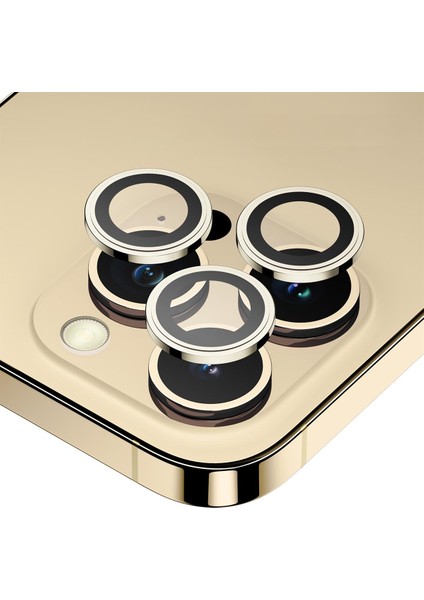 BLUEO iPhone 13 Pro / 13 Pro Max Original Metal Frame Gold Kamera Lens Camı Koruyucu - Çerçeve