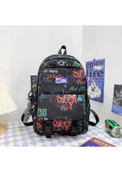 Graffiti Okul Öğrenci Büyük Kapasiteli Sırt Çantası (Yurt Dışından)