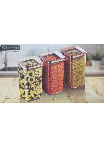 VP-376 Kare Saklama Kabı Bakır 3 x 1200 ml