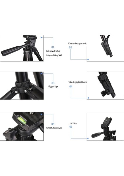 3120 TELEFON ve Fotoğraf Makinesi Için Tripod (Siyah)