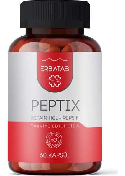 Betain Hcl + Pepsin Takviye Edici Gıda Peptix 60 Kapsül