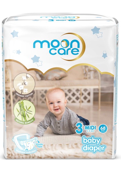 Moon Care Jumbo Paket Bebek Bezi - Midi - 3 Numara 68 Adet