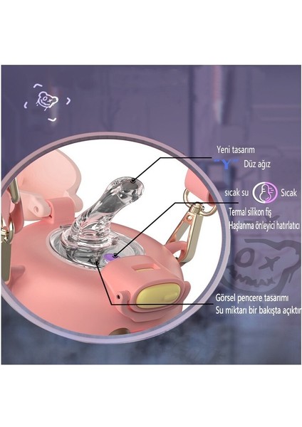 550ML Öğrenci Gelgit Ayısı Uzay Çocuk Kupası - Pembe (Yurt Dışından) modelleri