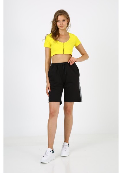 Düğmeli Crop T-Shirt (B21-5025)