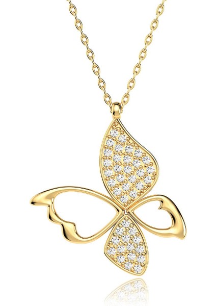 Uçan Kelebek Altın Kaplama Gümüş Kolye