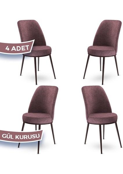 Concept Dexa Serisi Üst Kalite Mutfak Sandalyesi Metal Kahverengi Iskeletli 4 Adet Sandalye