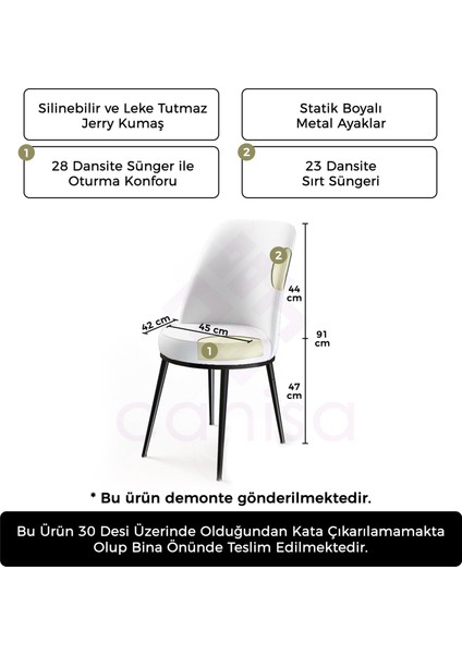 Concept Dexa Serisi Üst Kalite Mutfak Sandalyesi Metal Siyah Iskeletli 4 Adet Sandalye