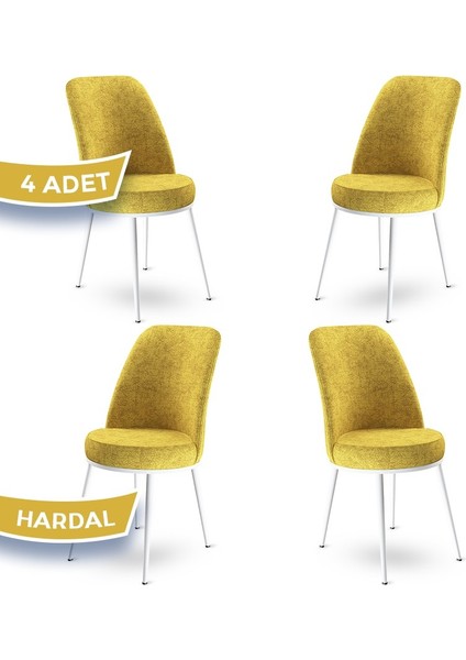 Concept Dexa Serisi Üst Kalite Mutfak Sandalyesi Metal Beyaz Iskeletli 4 Adet Sandalye