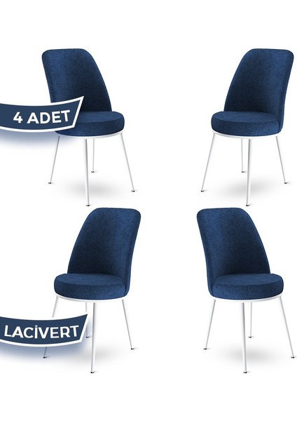 Concept Dexa Serisi Üst Kalite Mutfak Sandalyesi Metal Beyaz Iskeletli 4 Adet Sandalye