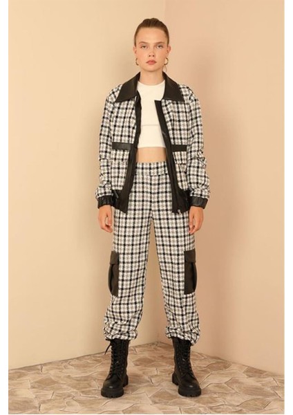 Tüvit Kumaş Gömlek Yaka Basen Boy Çizgili Kadın Ceket-Ekru modelleri