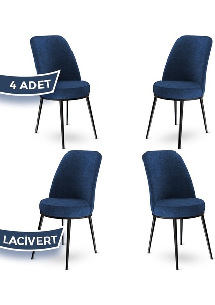 Concept Dexa Serisi Üst Kalite Mutfak Sandalyesi Metal Siyah Iskeletli 4 Adet Sandalye