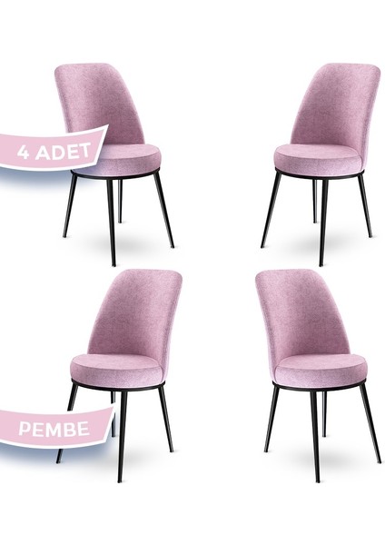 Concept Dexa Serisi Üst Kalite Mutfak Sandalyesi Metal Siyah Iskeletli 4 Adet Sandalye