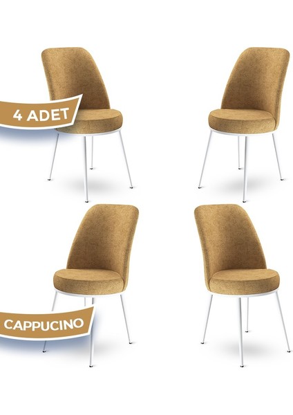 Concept Dexa Serisi Üst Kalite Mutfak Sandalyesi Metal Beyaz Iskeletli 4 Adet Sandalye
