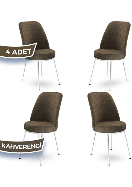 Concept Dexa Serisi Üst Kalite Mutfak Sandalyesi Metal Beyaz Iskeletli 4 Adet Sandalye