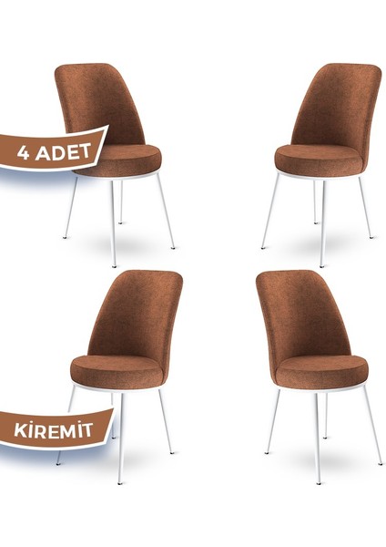 Concept Dexa Serisi Üst Kalite Mutfak Sandalyesi Metal Beyaz Iskeletli 4 Adet Sandalye
