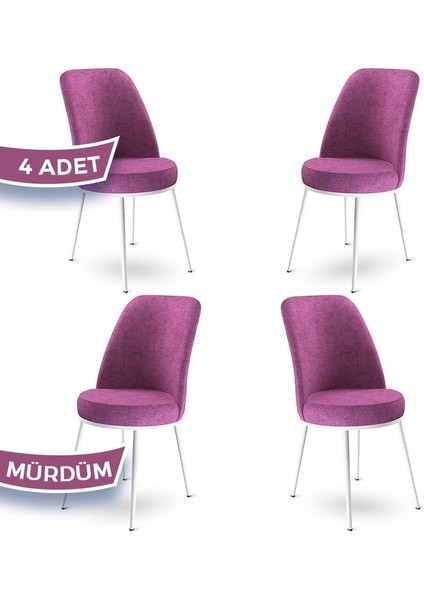Concept Dexa Serisi Üst Kalite Mutfak Sandalyesi Metal Beyaz Iskeletli 4 Adet Sandalye