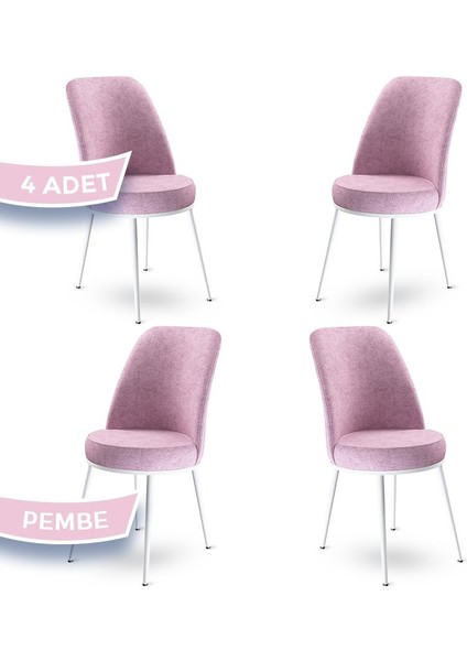 Concept Dexa Serisi Üst Kalite Mutfak Sandalyesi Metal Beyaz Iskeletli 4 Adet Sandalye