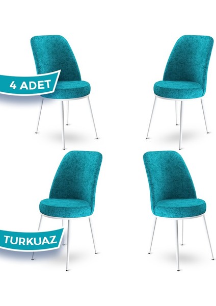 Concept Dexa Serisi Üst Kalite Mutfak Sandalyesi Metal Beyaz Iskeletli 4 Adet Sandalye