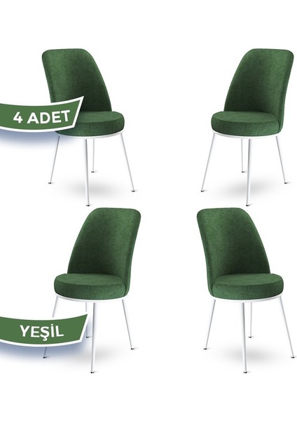 Concept Dexa Serisi Üst Kalite Mutfak Sandalyesi Metal Beyaz Iskeletli 4 Adet Sandalye