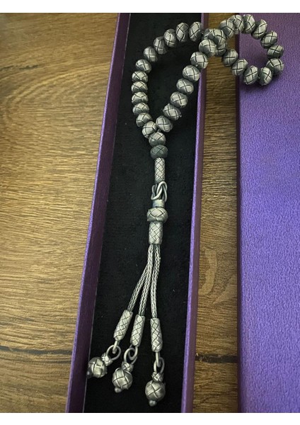 Erkek Gümüş Oksitli Kazaziye Tesbih