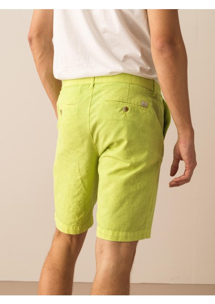 Pamuk Keten Karışımlı Regular Fit Şort