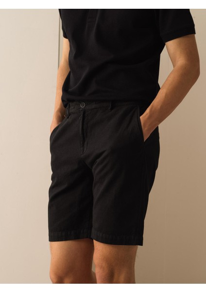 Pamuk Keten Karışımlı Regular Fit Şort