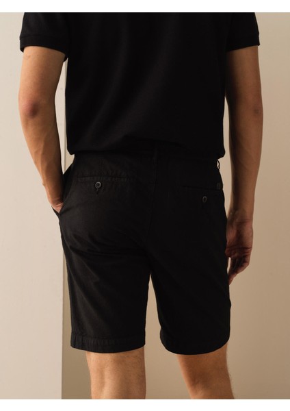 Pamuk Keten Karışımlı Regular Fit Şort