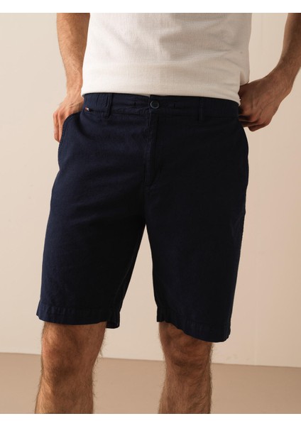 Pamuk Keten Karışımlı Regular Fit Şort