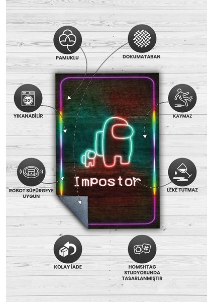 Suçlu Bulundu Dokuma Tabanlı Yıkanabilir Among Us Gamer Halısı