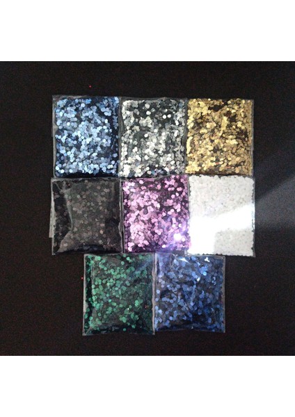 Glitter Altıgen Epoksi Süsleme Pulu Nail Art Makyaj Sim Set 15 Gram x 8 Renk 120 Gram