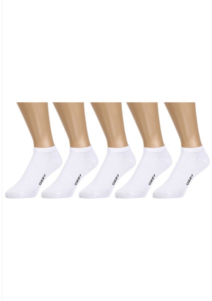 Ozzy Socks 5 Çift Dikişsiz Pamuklu Beyaz Unisex Patik Çorap Yazlık Dayanıklı Topuk ve Burun