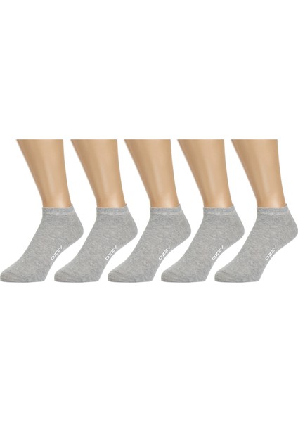 Ozzy Socks 5 Çift Dikişsiz Pamuklu Gri Unisex Patik Çorap Yazlık Dayanıklı Topuk ve Burun