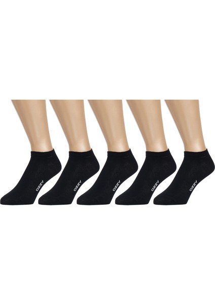 Ozzy Socks 5 Çift Dikişsiz Pamuklu Siyah Unisex Patik Çorap Yazlık Dayanıklı Topuk ve Burun