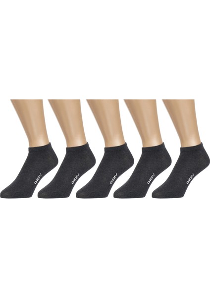 Ozzy Socks 5 Çift Dikişsiz Pamuklu Antrasit Unisex Patik Çorap Yazlık Dayanıklı Topuk ve Burun