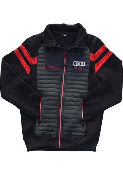 Erkek Siyah Önü Şişme Model Cepli Fermuarlı Hakim Yakalı Bomber Sweat Ceket Ecfh-Audş fiyatları