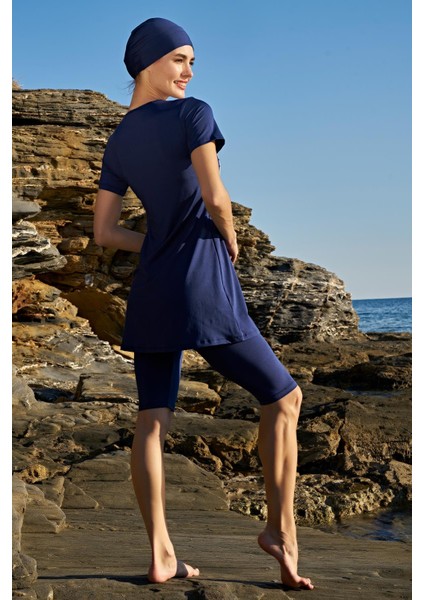 Kadın Bayan Yarım Kol Biyeli Tesettür Lacivert Mayo 2C3T1N28-2 fiyatları