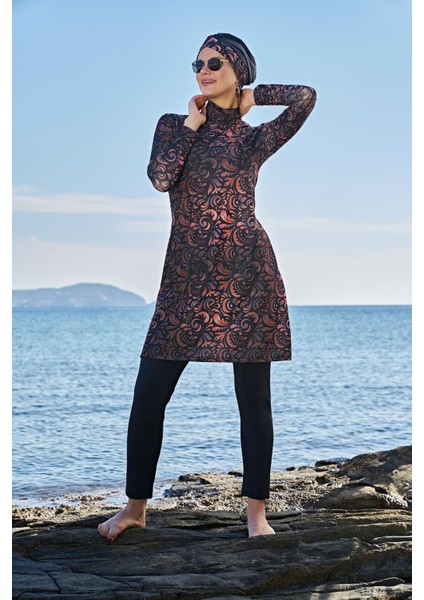 Kadın Uzun Kol Likralı Siyah Tesettür Mayo 2C3T1N21-1